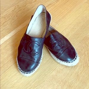 Chanel Black Leather Espridrills